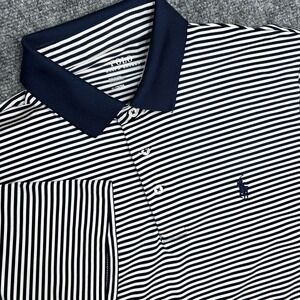 Polo Ralph Lauren Polo Shirt Men's M Navy Blue Stripe Performance Golfing Polo